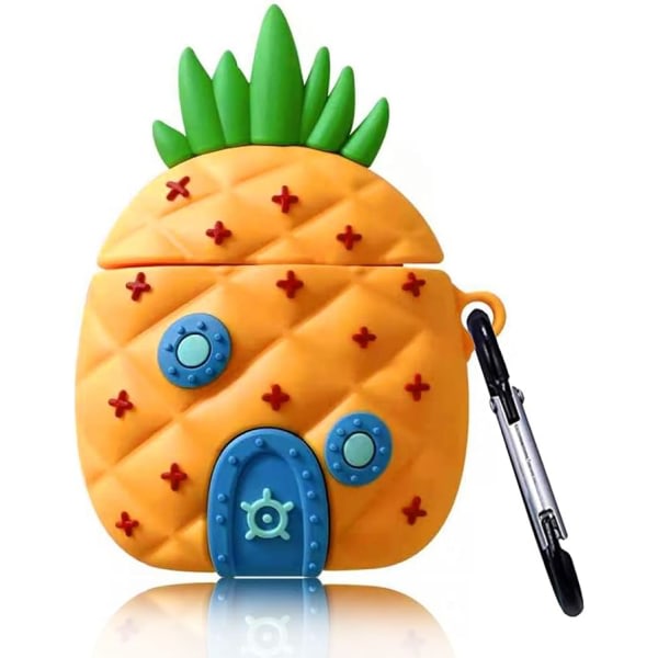 3D Cute Cartoon Series Airpod 1/2 Case Skin med bergsbestigningsspänne Snyggt og søtt design Airpod Case for ditt Airpod Case (Pineapple House)