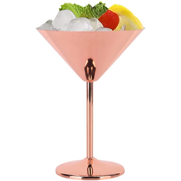 CDQ Martini Cocktailglas i rostfritt stål 220 ml, återanvändbar okrossbar dricksmugg (roseguld)