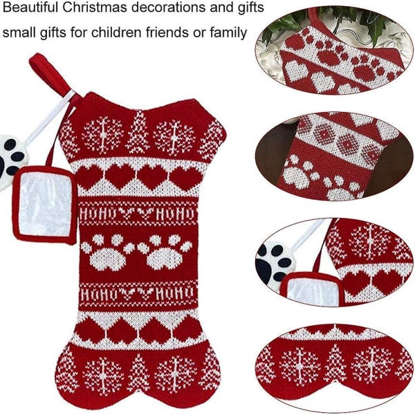 Hund julstrumpa, stor hängande julstrumpa, tecknad julgran Santa Claus Snowman Presentpåse för juldekoration Öppen spis Showc zdq
