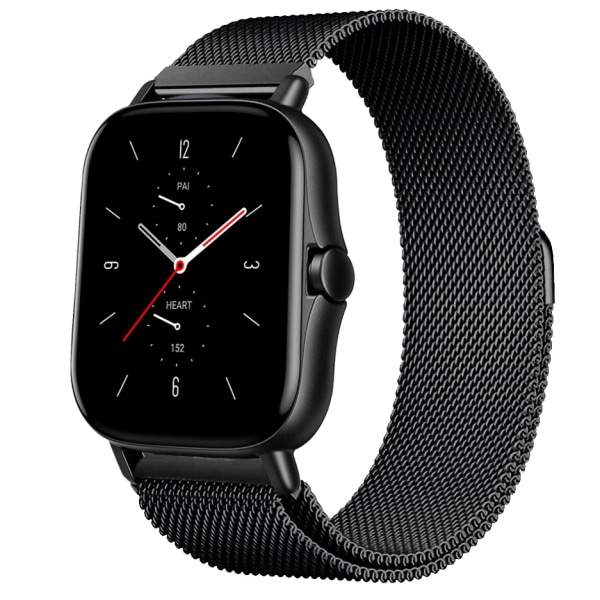 Magnetisk rem för Amazfit GTS/4/2/2e/GTS2 Mini/3/GTR 4/3/2/47mm 20mm 22mm Metal Mesh Smartwatch Armband Amazfit Bip 5-rem Svart 20mm