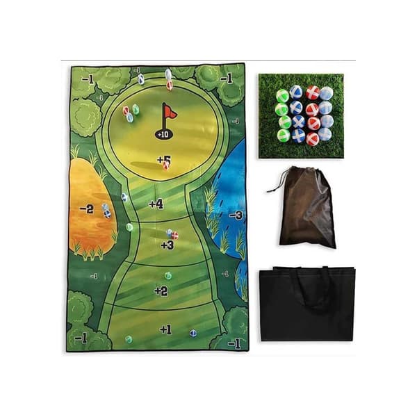 Afslappende golfspilsæt - Inkluderer golfspillemåtte, golfbolde, golfchippingmåtte, bæretaske - minigolfbane, golftræningshjælpemiddel