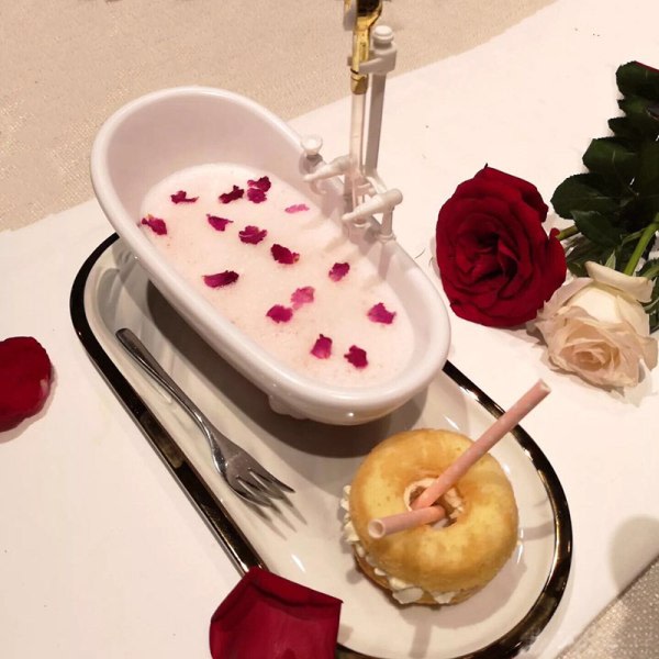 Kreativ Bordsservise Drikkkopp Milkshake Kald Drikkfat Hvit Ba One Size