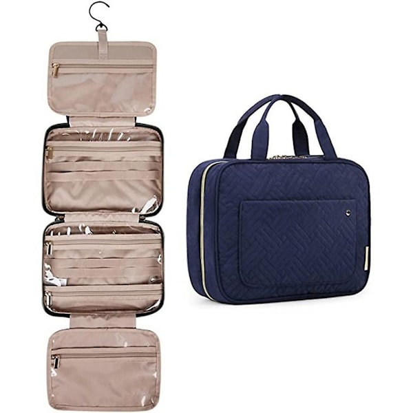 Necessär Resväska med Hängande Krok, Vattentålig Reseorganisatör (babyrosa) Navy blue