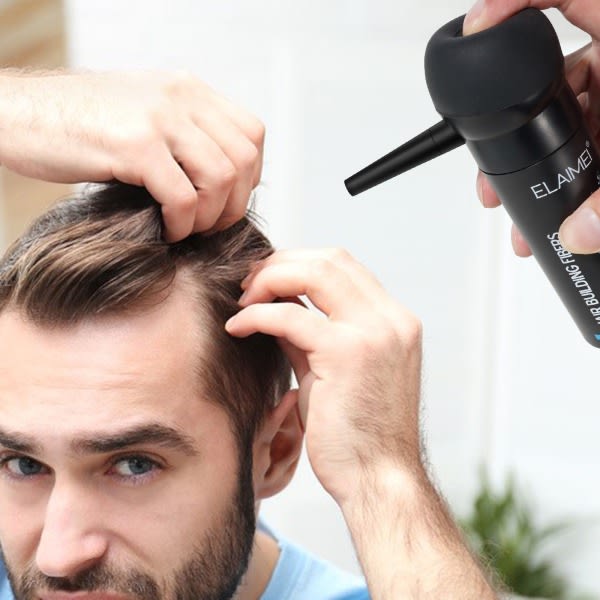 Hårfibrer för tunnare hår med Spray Natural Formula Tjockare fylligare hår Svart