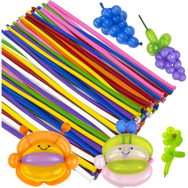 260 Ballonger for Twisting Balloon Animals, Lange Smale Latexballonger for Modellering, Magiske Ballongdyrsett for Bryllup, 100 stk, Multi