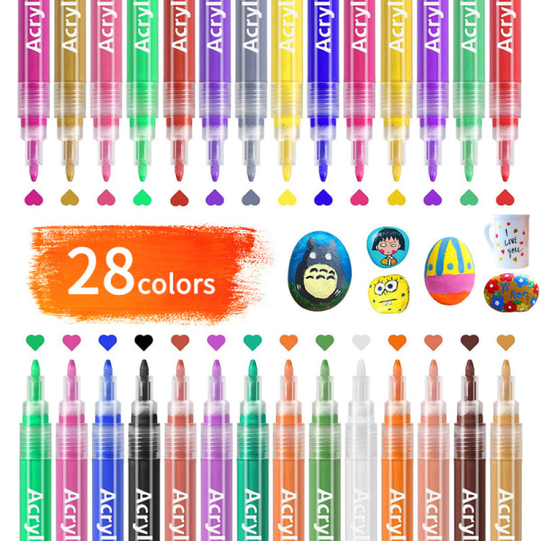 28 vattenbaserad akrylpenna Vit läpinäkyvä färgad