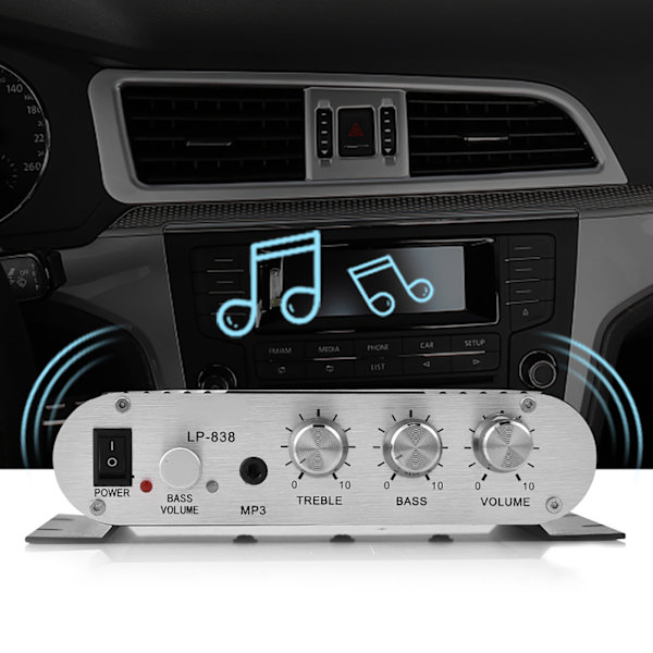 Mini HiFi 2.1 Stereo Bas Auto Bil Hjemme Lydforstærker Digital Forstærker Sort