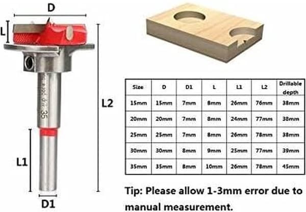 Boreguide til hængsler - Til 35 mm hul - 77x66 mm - Blå - PP/TPR/kulstofstål - Til træbearbejdning og møbelmontering