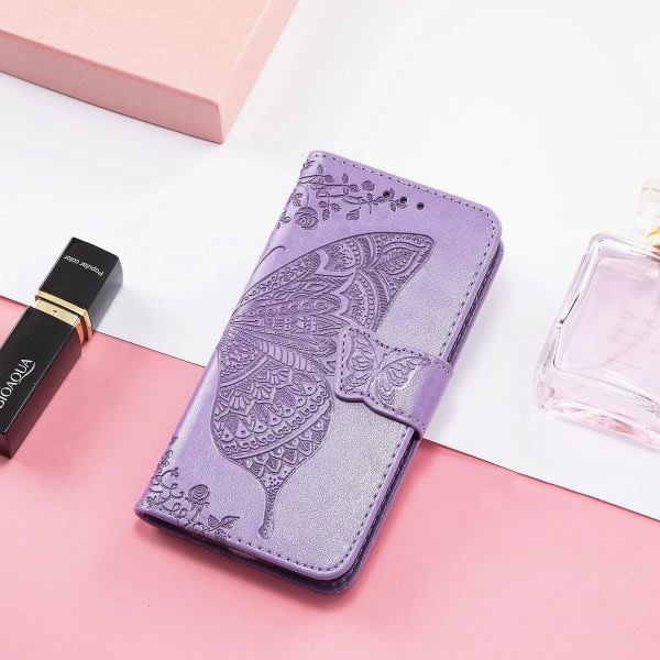 Kompatibel med Iphone Xr Case Flip Cover Emboss Butterfly Soft Tpu Shockproof Shell Slim - Violet null none