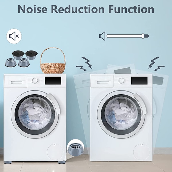 INF Vibrationsdämpande fötter för tvättmaskin/torktumlare Grå 4-pack