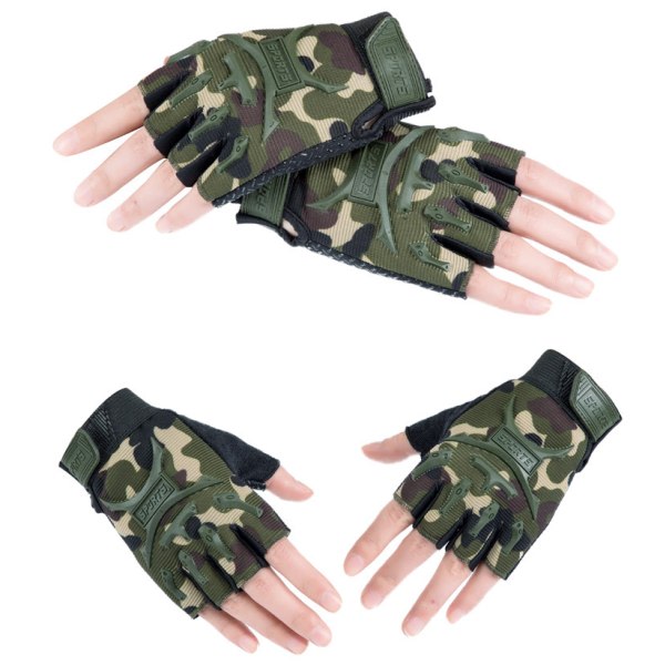 CDQ Halvfingerhandskar som andas halkfria udendørssporter for barn camouflage 7 til 12 år gammel