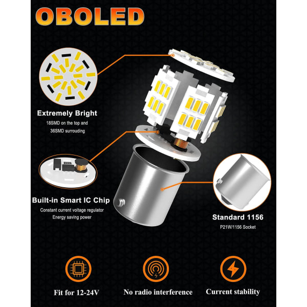 1156 P21w LED-lamper 54smd Ba15s 7506 1141 LED-lampe for blinklys Baklysretning Bil Tåkelys Lampe 12v