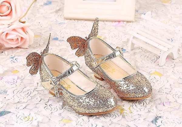 Glitter Prinsesse Jenter Høyhælte Læsko Gull Sommerfugl 3D33233_tfrf