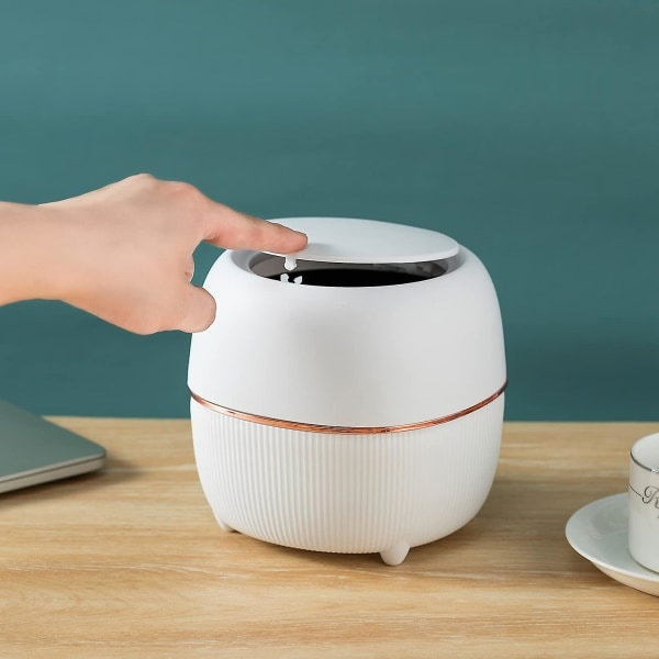 Plastik Creative Mini Desktop Papirkurv med låg Lille skraldespand til rengøring af hjemmekontor