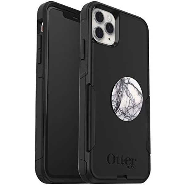 Paketti OTTERBOX COMMUTER SERIES case iPhone 11 Pro Maxille - (SVART) + PopSockets PopGrip - (VIT MARMOR) Musta \/ valkoinen marmori