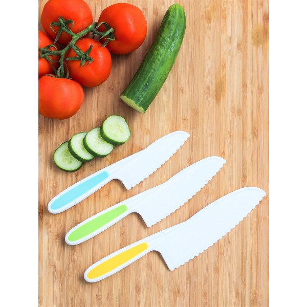 Knivar for barn 3-delad nylon köksbakkniv sæt: barn