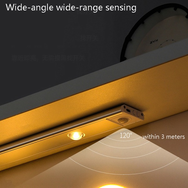 LED nattljus rörelsesensor belysningsljus Svart 40CM 3LEDS