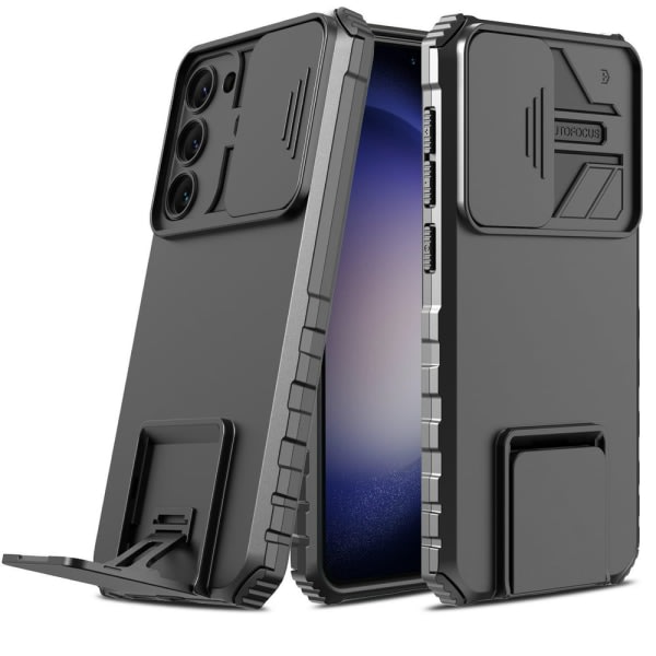 Htwon for Samsung Galaxy S23 telefondeksel med deksel Justerbart stell, blå svart