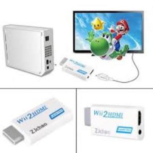 CDQ Wii till HDMI-adapter med 3,5 mm ljudutgång, stöder