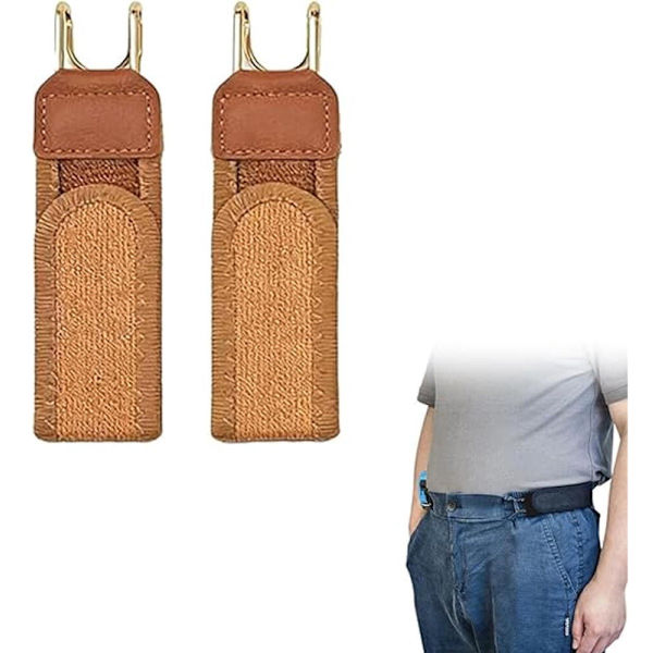 Generisk - belte - spenne - Egnet - menn - 2 - stykker - Elastiske - belter - Usynlig - stretch - Elastisk - Spennefritt - Brunt