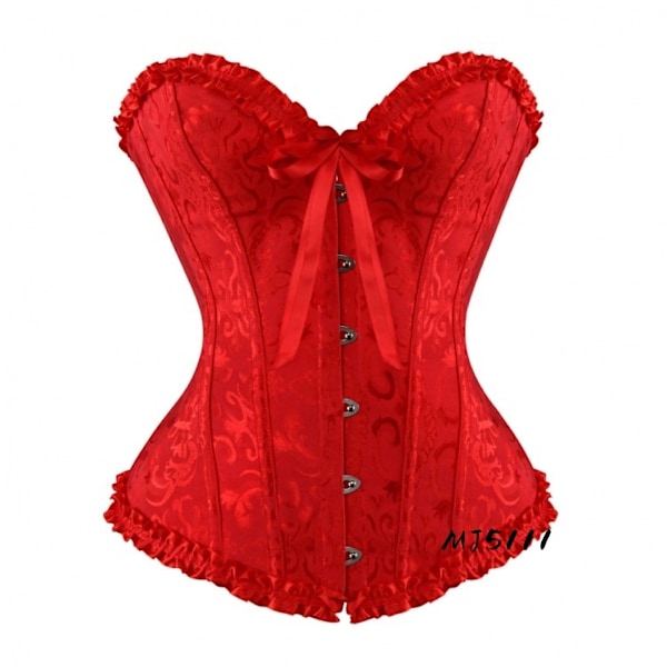 Europeisk og amerikansk palasskorsett brudekjole sexy korsett midjekorsett vestkorsett MJ51 rød-Xin rød red 5XL