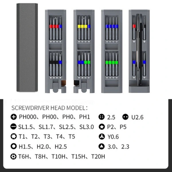 31-i-1 Magnetisk Præcisionsskruetrækker Bits Sæt Til PC Telefon Computer Laptop