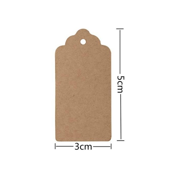 CDQ 100-pakke kraftpapirmerker - hengeetiketter med 20 meter naturlig jutetråd for gaver, bryllup, Valentinsdag - 3 x 5 cm