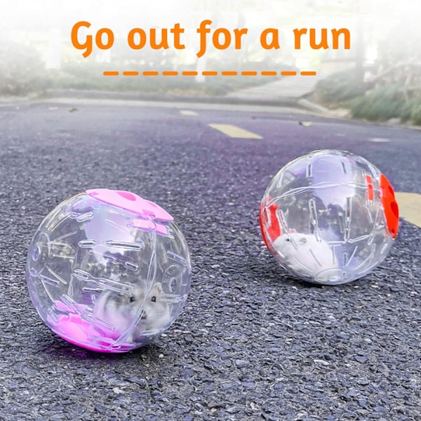 2-pack Hamsterbollar, 12 cm Hamster Hoppboll, Transparent Hamster Hopphjul Hoppboll, Rosa
