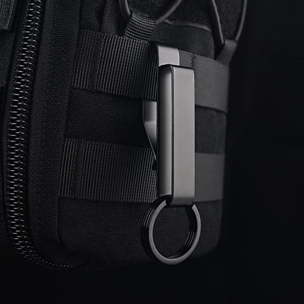 Tactical Belt Keychains 2-pack - 7.3x1.2x2.3 cm - Black Metal - With Belt Clip & Key Ring - Discreet Design
