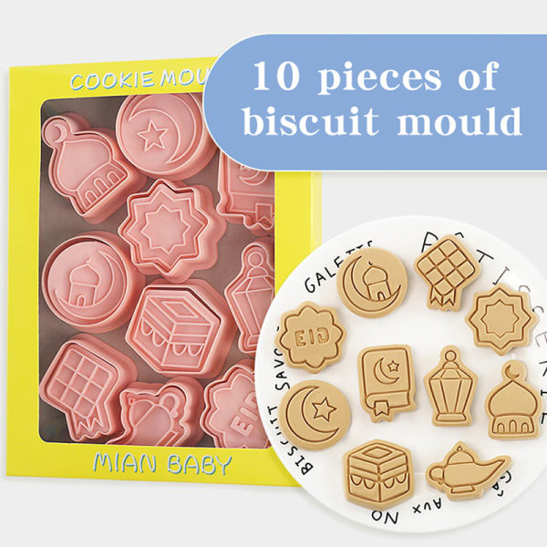 10st Form Cookie Stämpel Press Fondant Sockerhantverk Enfärgad En storlek