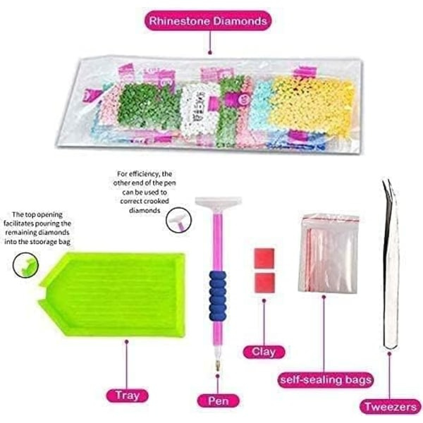 Timanttimaalaus aikuisille Aloittelijat Täysi pora Kissa 5D DIY Timanttitaidepaket Perhosmaalaus pyöreällä timanttihelmellä (12x16 tuumaa)