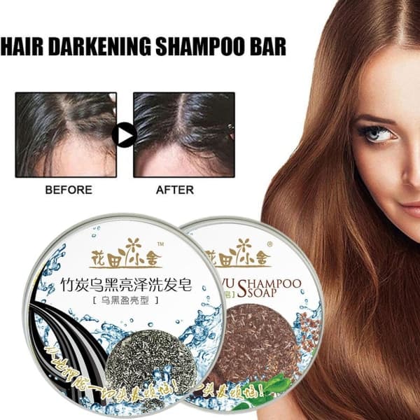 Naturlig grå hårfjerning Sæbe Grå dækkende Bar Mørkning Shampoo sort 60g