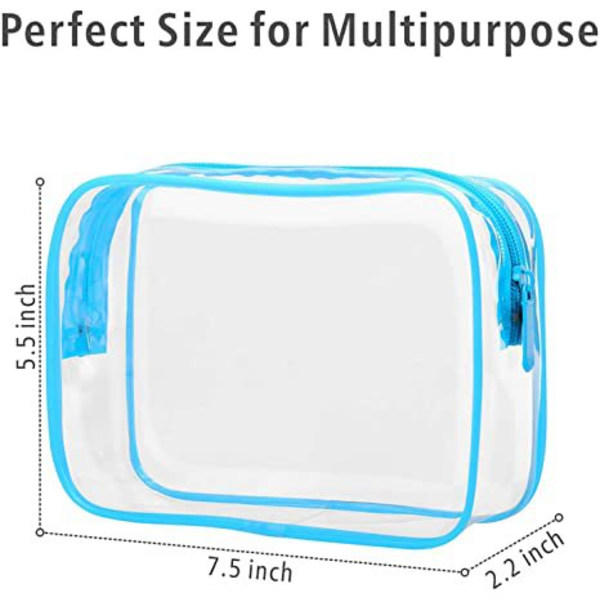 Genomskinlig necessär, 7-pack TSA-godkänd necessär Quart-size-väska, resesminkväska för kvinnor män, bärbar väska som uppfyller flygplatsen Flygbolag