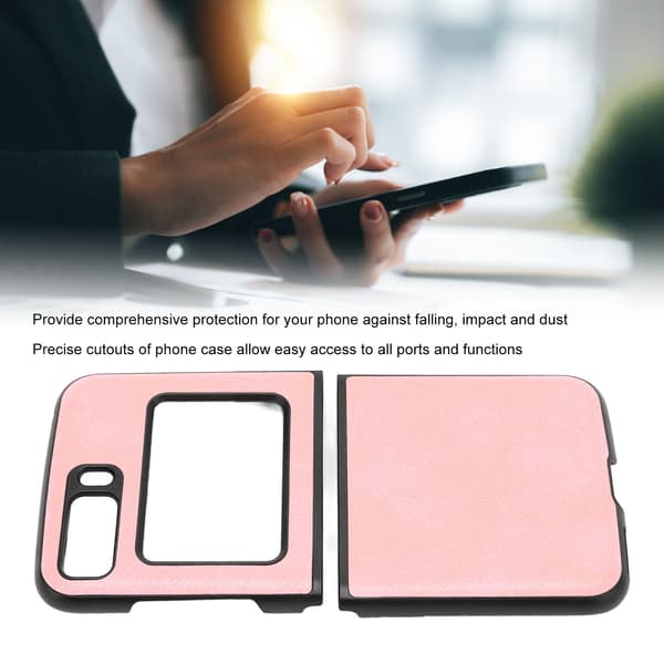 Protective Case Lichee Pattern Scratch Resistant Phone Cover for Moto Razr 2022 Folding Mobile Phone Pink
