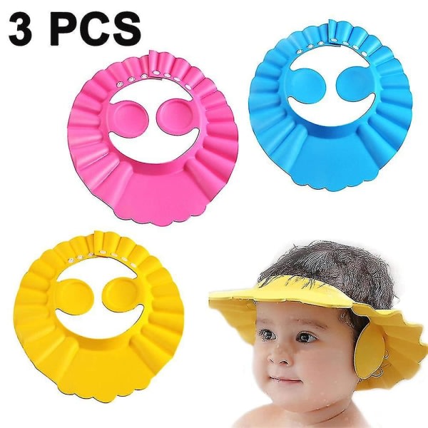 -3 st Baby Shower Cap- Mjuk justerbar hatt Säker Schampodusch