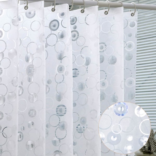 EVA duschdraperier för badrum, 72x72 tum 3D Frosted Bubble Heavy Duty vattentät duschdraperier Tjock plast duschdraperier, 12 krokar