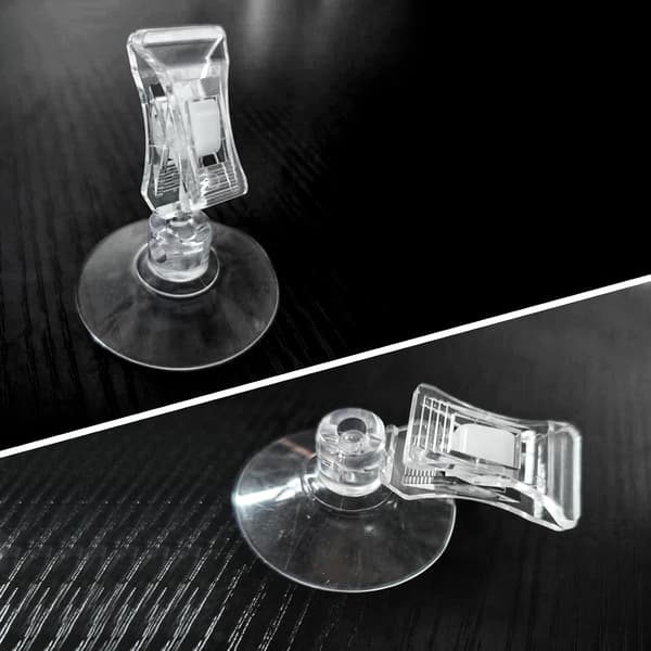 Sugkopp med klämma - 12 delar - Transparenta sugkoppar för glas & akvarium - Starkt grepp