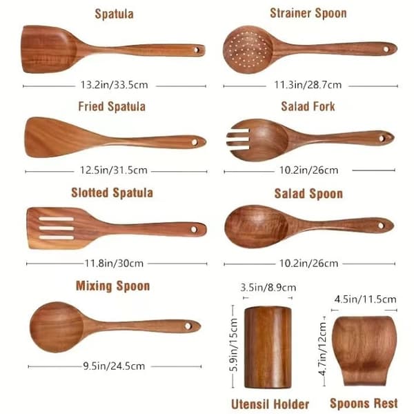 Kitchen Utensil Set - Wooden Utensils for Cooking 9-piece set