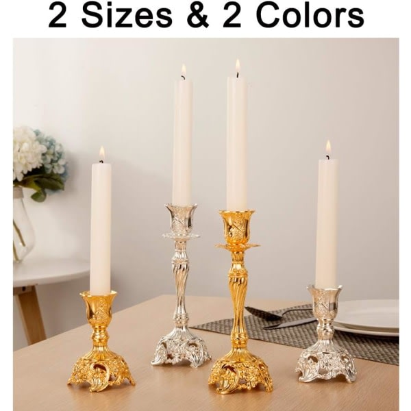 Sæt med 2 metallkandelaberljusstakar dekoration (guld), vintage bröllopsbordsdekoration ljushållare CDQ