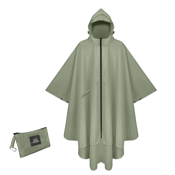 Regnkappa för kvinnor, lång regnponcho, vattentäta regnkläder, regnjacka, vindtät regnkappa, regnrock, regnskyddskläder med ficka green