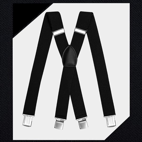 Unisex X-ryg seler, justerbare polyester elastiske stropper med fire metalclips, til jakkesæt, jeans og arbejdstøj, sort, 120 cm