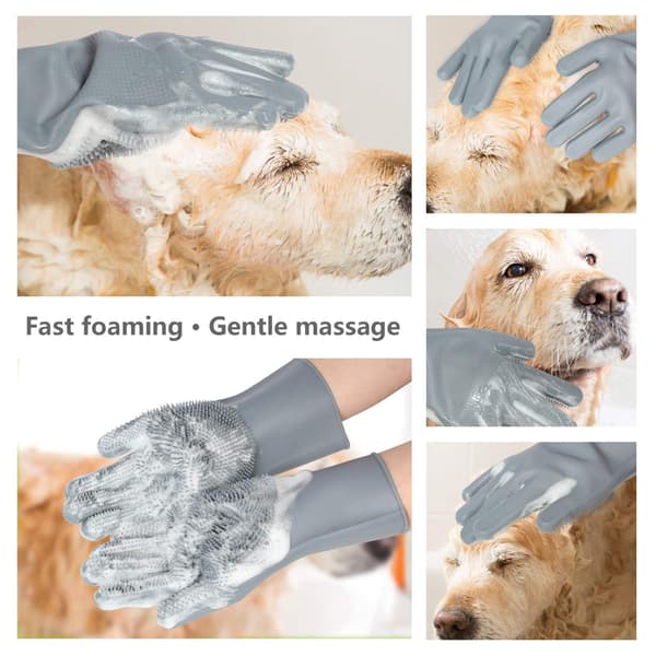 Plejehandsker til kæledyr med femfingret design - Silikone til hunde og katte