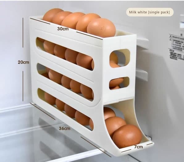 4-lags eggbeholder for kjøleskap, eggdispenser, eggholder, eggoppbevaring for 30 egg 150