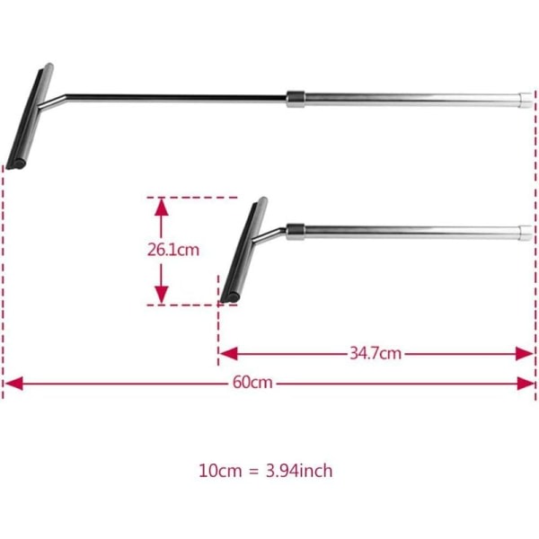 CDQ Infällbar glaskrapa i rostfritt stål Förlängd vindrutetorkare Duschvänlig glasrengöringsborste