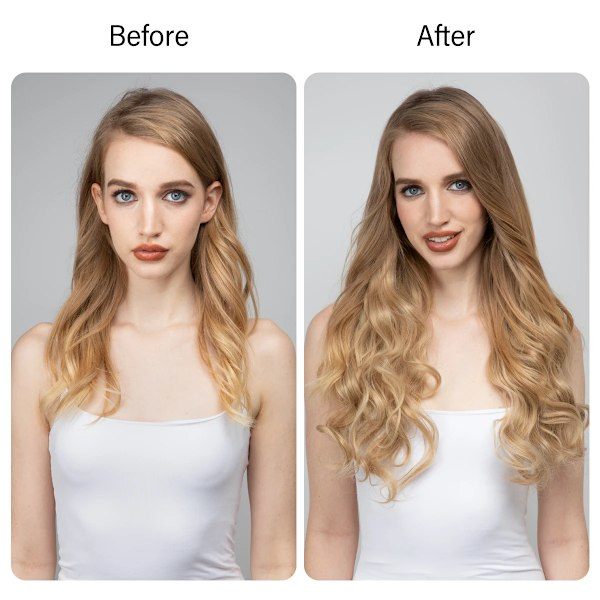 Syntetiska Clip-in Våghårsextensions Ombre Naturligt Svart Blond Rosa En Bit Falskt Hårstycke Fiskelinje Falska Hårstycken Beach Blond 14 tum