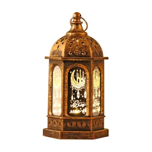 Ramadan-lykta lampa LED mångsidig retro unik söt flerfärgad Eid heminredning (koppar)