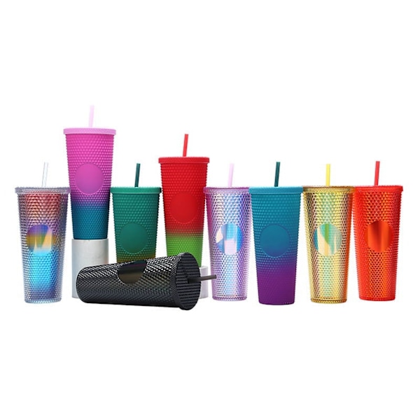 24oz Isoleret Tumbler med Strå, Genanvendelig BPA-fri Kold Kop, Guld
