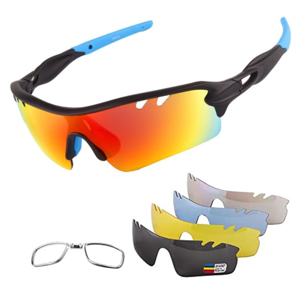 CDQ Polarized sportssolglasögon for mænd, cykelsolglasögon, med 4