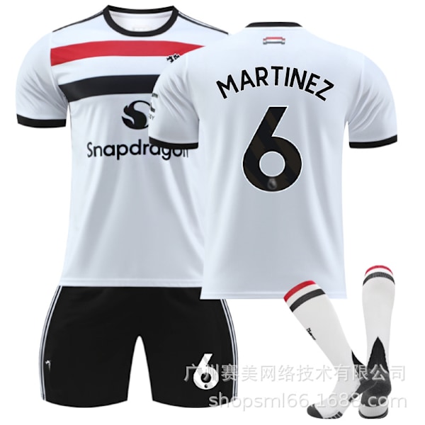 2425 Røde Djevler andre gjestedrakt hvit fotballdrakt sett 10 Rashford 37 Menou 17 Ghana Joe 7 C Ronaldo herretrøye Størrelse 6 sokker Size 6 socks S