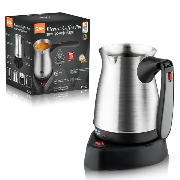 RAF europæisk standard grænseoverskridende tyrkisk kaffekande med håndtag Elektrisk kaffebrygger i rustfrit stål Vandkoger 500 ml R127